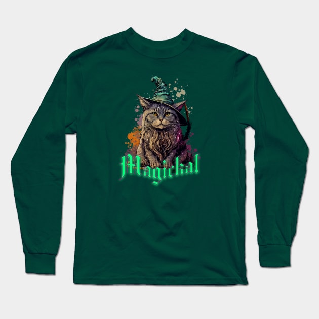 Wizard Cat Long Sleeve T-Shirt by The Sherwood Forester